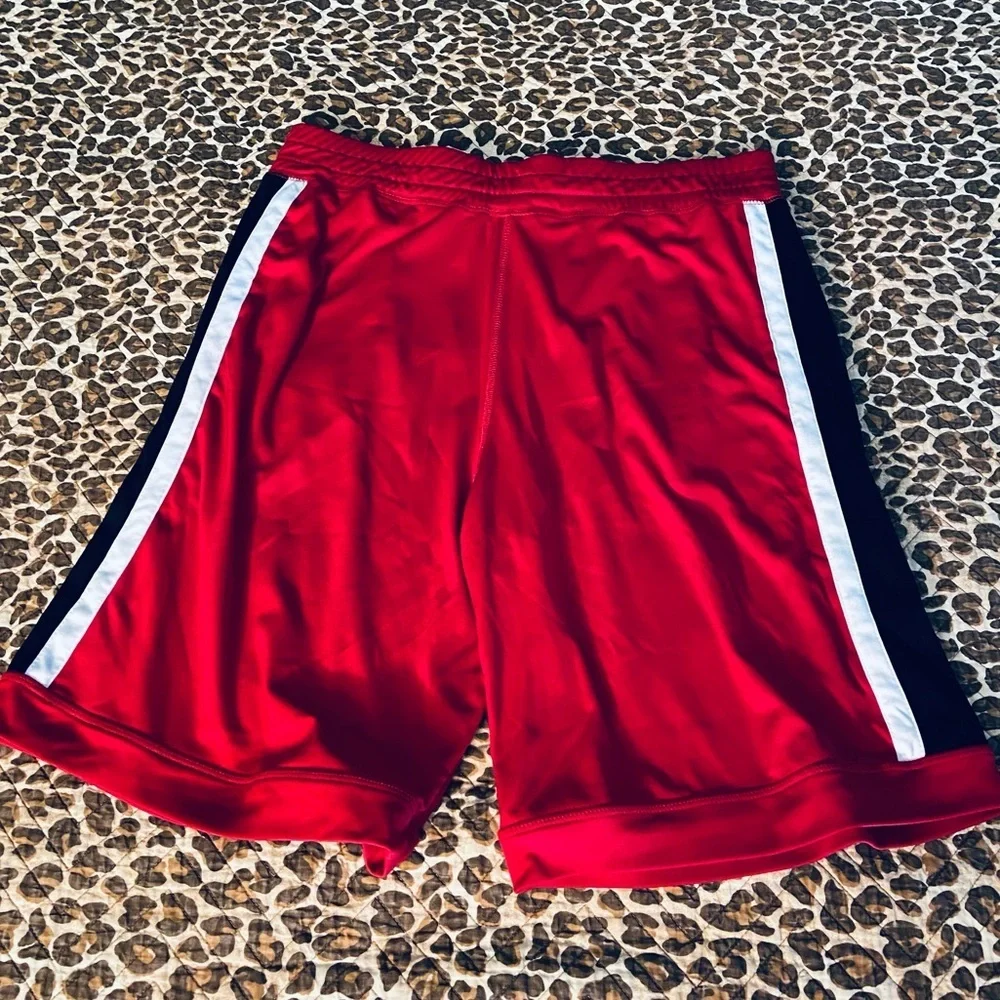 Red w/ Black White Stripe Athletic shorts Medium
